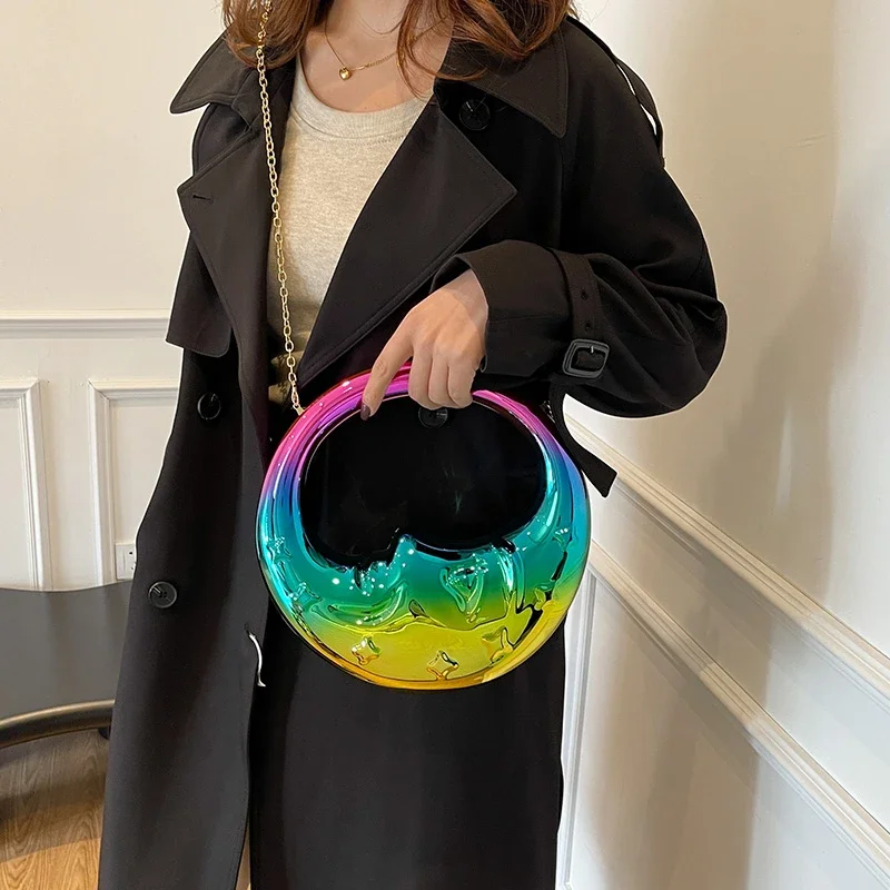 Luxury Bags Sell - Bolsa Transversal Meia-Lua de PVC com