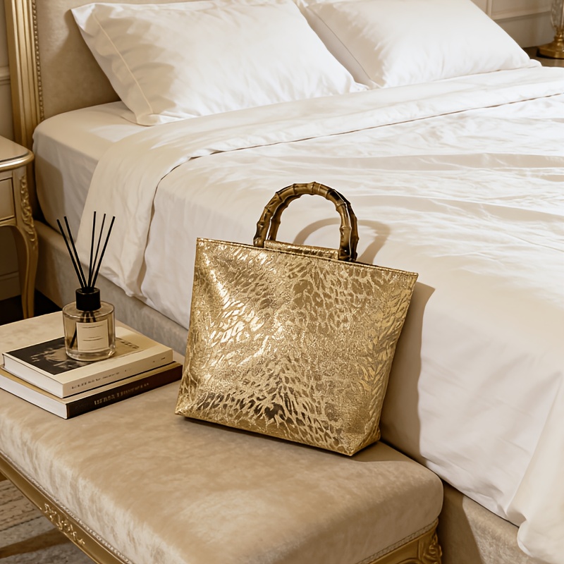 Luxury Bags Supplier - Bolsa tote feminina em jacquard dourado